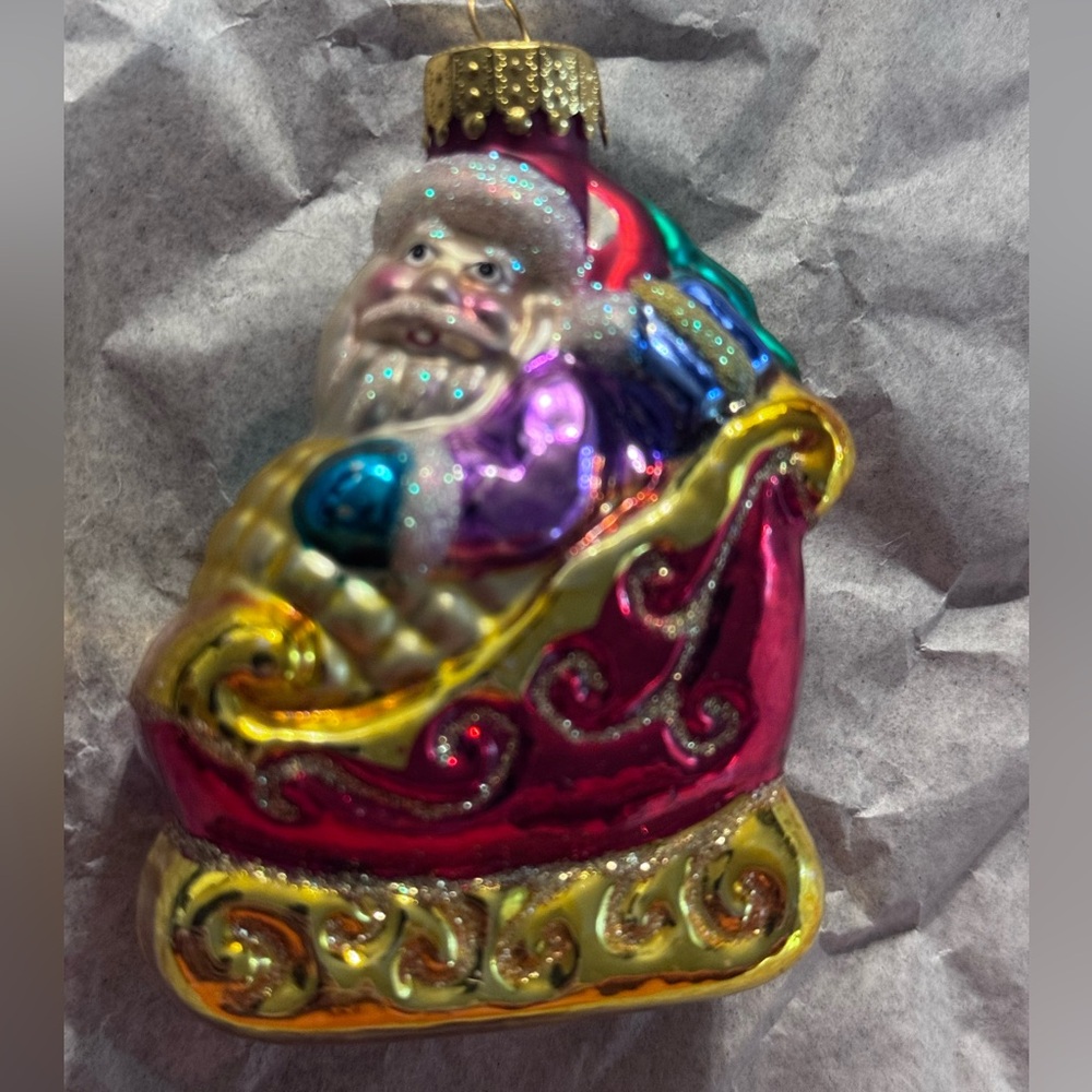 Set of 4 Vintage Glass Santa Claus Christmas Tree Ornaments